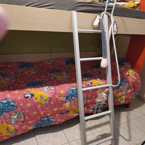 Bunk bed 2 colors used with mattresses and ladder