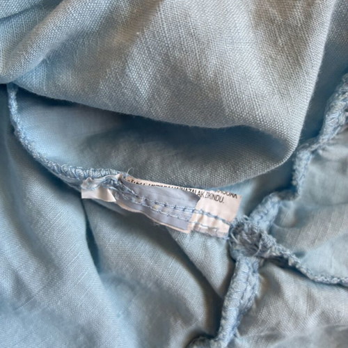 Zara Linen Viscose Light Blue Tiered Mini Dress like new
