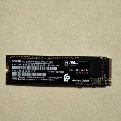 Western Digital Black SSD 500GB SN750 like new