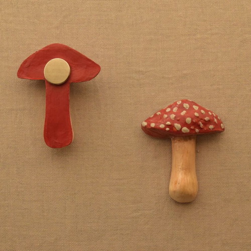 Handmade Amanita Muscaria Clay Magnet Set of 2