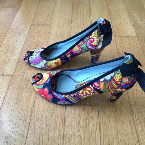 Peep toe colorful shoes used size 38