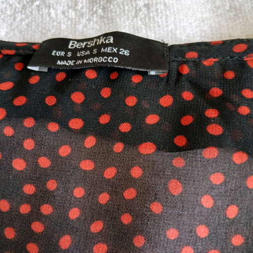 Polka Dot Blouse Black Red S like new, semi-transparent