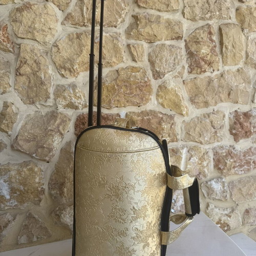 Gold Floral Trolley travel bag like new, beige and gold