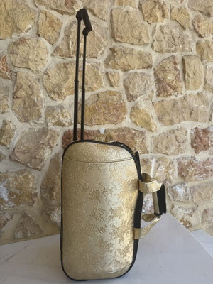 Gold Floral Trolley travel bag like new, beige and gold