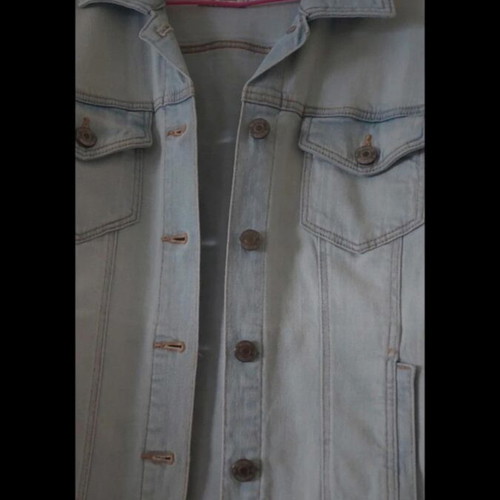 Denim jacket Bershka size L like new, turquoise