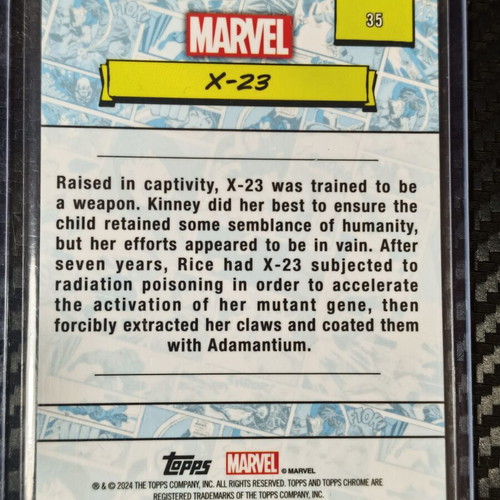 2024 Topps Chrome Marvel X-23 Blue Sapphire Refractor trading card