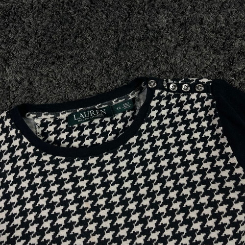 Ralph Lauren Checked Long Sleeve Sweatshirt like new, size XS, black and white