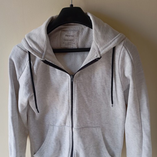 Bershka unisex grey hoodie with zipper