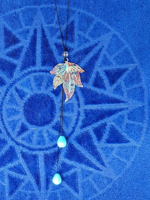 Long Leaf Necklace new, turquoise shades