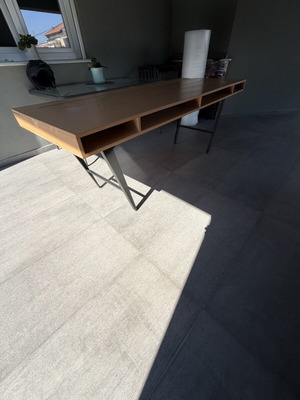 Wooden desk with storage compartments, modern design