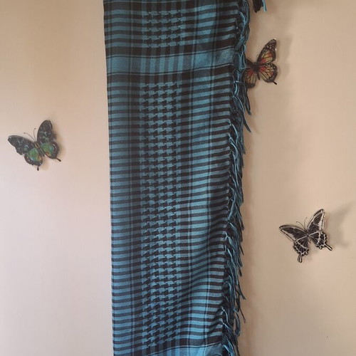 Pareo scarf in blue and black, like new, size up to Large