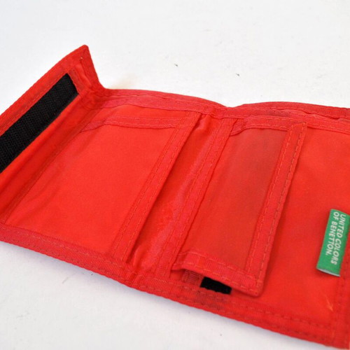 Benetton wallet red with multicolor logo like new
