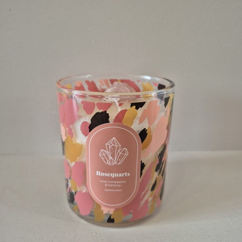Rose quartz crystal candle with jasmine scent
