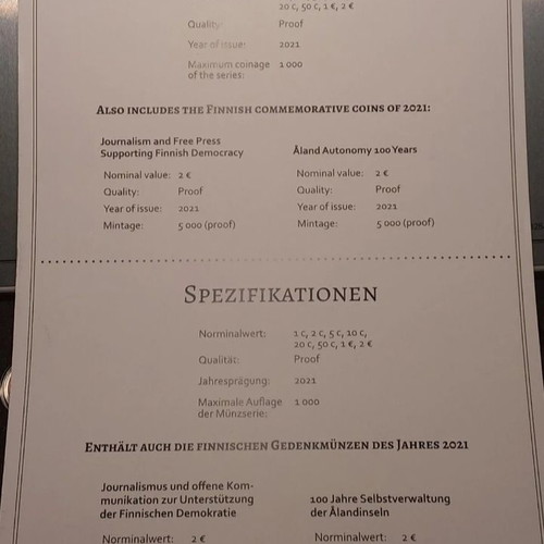Proof set Finland 2021 new, total 10 pieces, rare