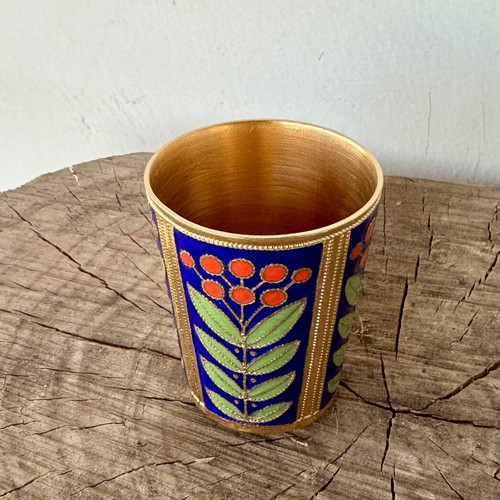 Soviet Vodka Shot Glass Ruskiye Samotsvety Cloisonné enamel like new