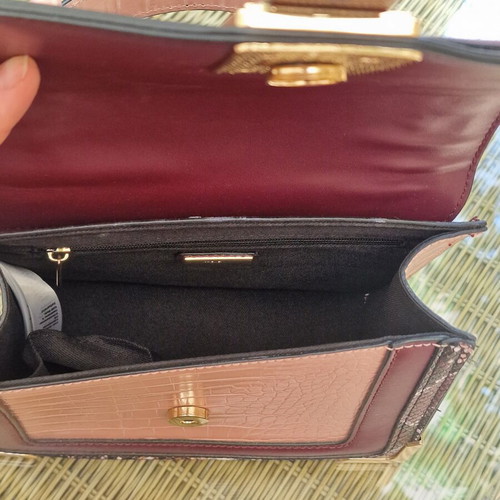 Aldo Crossbody Bag Like New Burgundy Eco-Leather with Snake Print