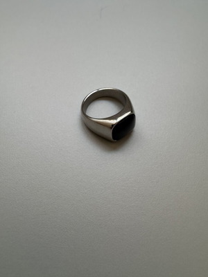 Signet ring silver with black stone like new