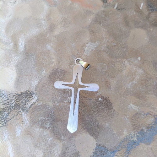 Steel cross like new, matte and glossy sides, gray