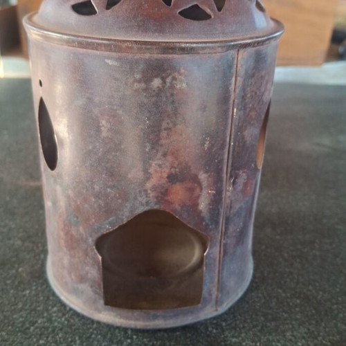 Brass candlestick and candle holder used, 24 cm and 19 cm height