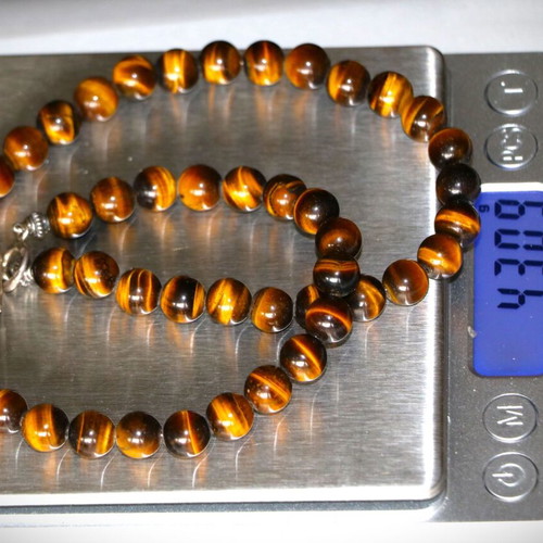 Necklace with genuine tiger's eye stones and sterling silver 925 new