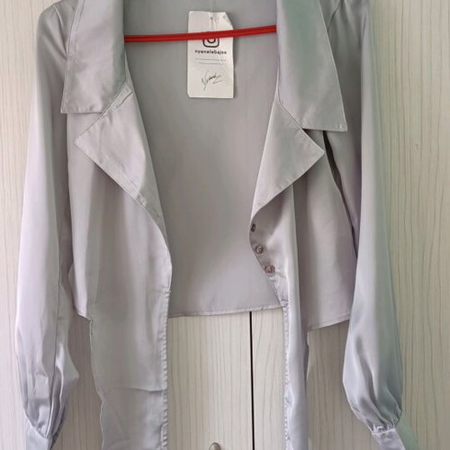 Women's blouse new with buttons and ties gray XS