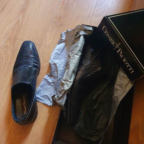 Cesare Paciotti black slip-on shoes like new, size 42