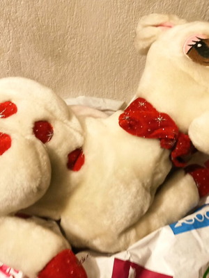Large plush deer doll like new, lying down