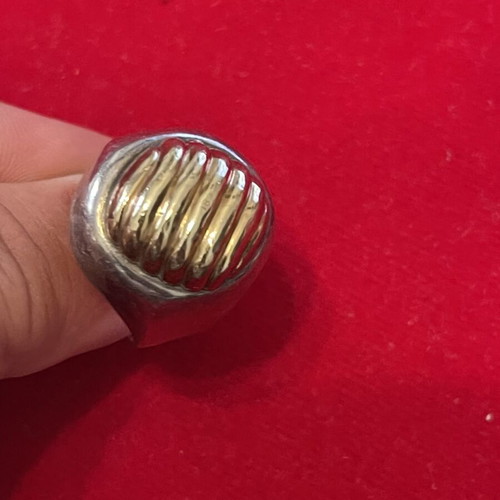 925 silver gold ring size 62, 18k gold top