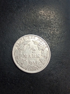 1/2 Mark 1905 D silver coin German Empire