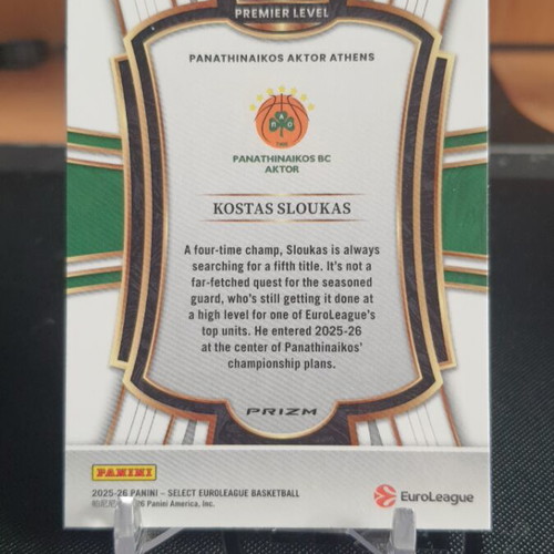 Panini Select EuroLeague 2025-26 Kostas Sloukas Premier Lvl Gold Glitter card like new
