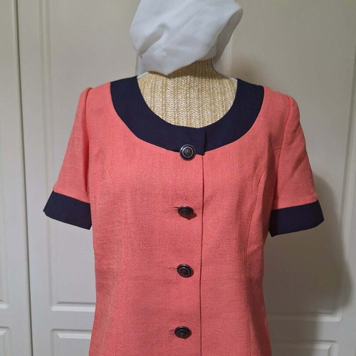 Camelot women's coral short jacket with blue details, like new