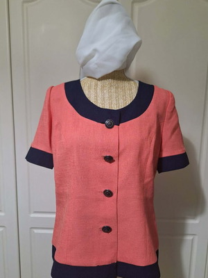 Camelot women's coral short jacket with blue details, like new