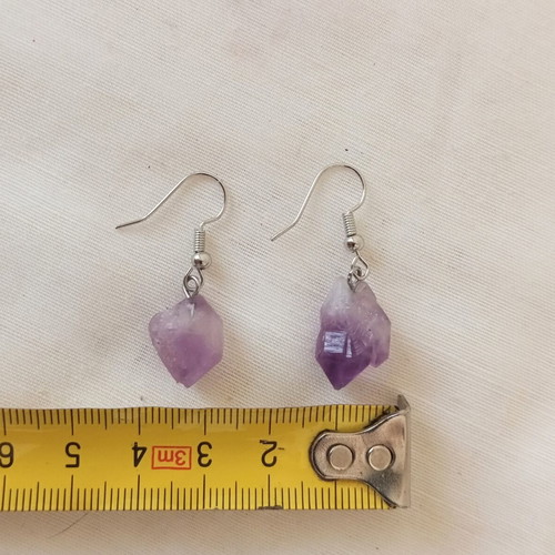 Asymmetric hanging earrings with purple amethyst, new