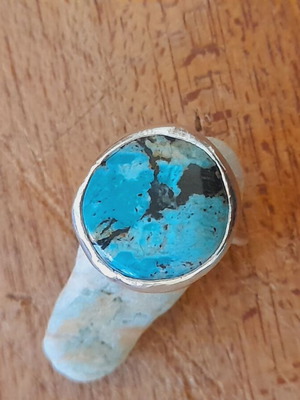 Handmade silver ring 925 with turquoise semi-precious stone adjustable