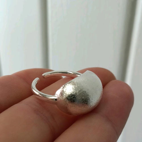 Women's adjustable ring with matte satin finish 925 silver new