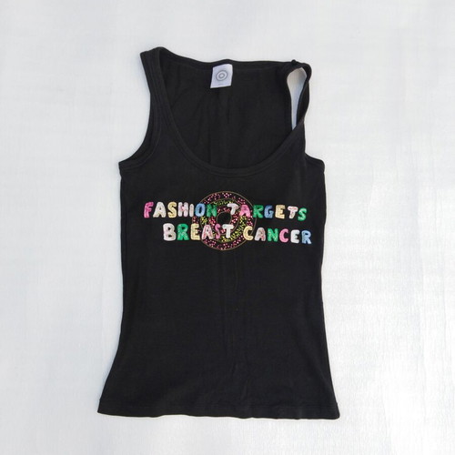 Black Y2K tirante top like new with colorful Fashion Targets Breast Cancer design