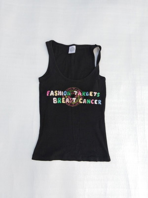 Black Y2K tirante top like new with colorful Fashion Targets Breast Cancer design