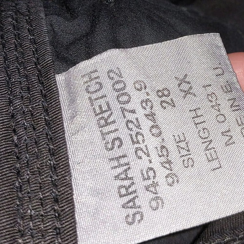 Staff black pants used, size 28, silver thread details
