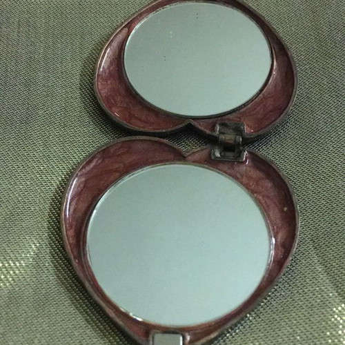 Bronze mirror with enamel used, for bag