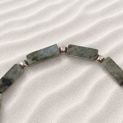 Handmade bracelet with stainless steel chain and labradorite new