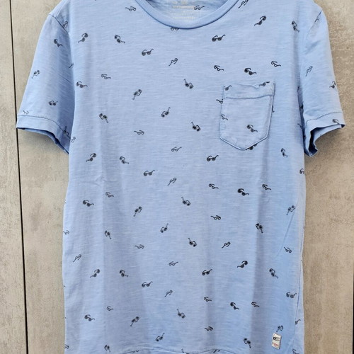 Edward Jeans men's T-shirt medium light blue with sunglasses print like new