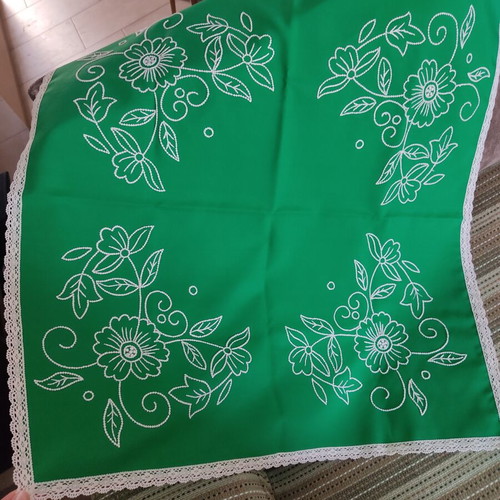 Vintage handmade embroidered tablecloth new, 72x72 cm