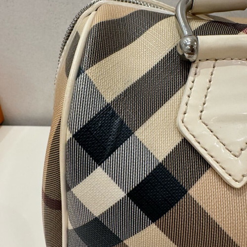 Burberry handbag used, leather and canvas, white-beige