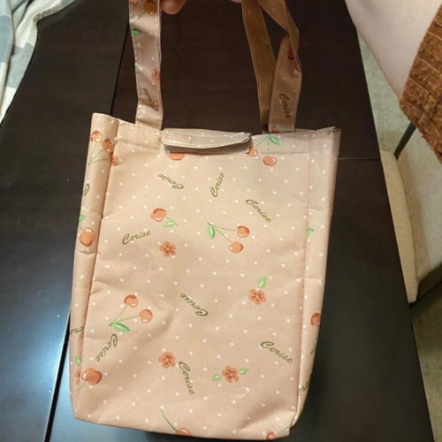 Insulated bag new, antique rose color with cherries