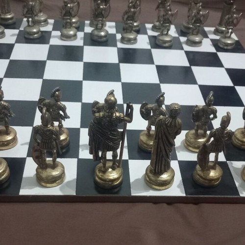 Chessboard 45×45 with used bronze pieces Hellenistic-Roman style