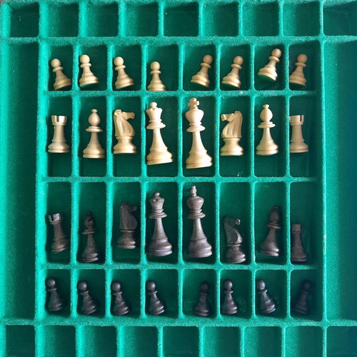 Wooden chess used, box set