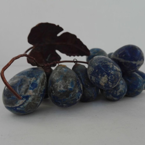 Vintage Lapis Lazuli grape decoration with copper leaves, 1970s, like new