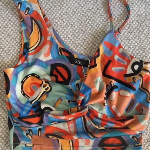 Summer set crop top and colorful leggings new, small-medium