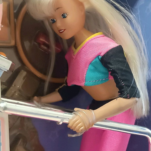 Winnie's Fitness Center doll used with treadmill and accessories