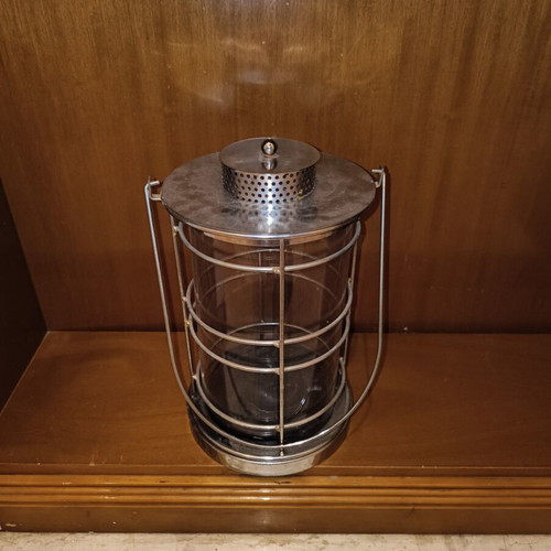 Stainless Steel Lantern like new, height 32 cm, diameter 22 cm